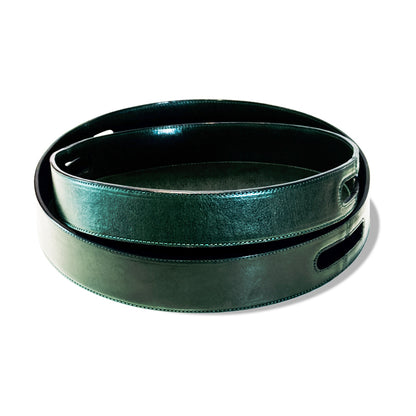 Genuine leather round tray