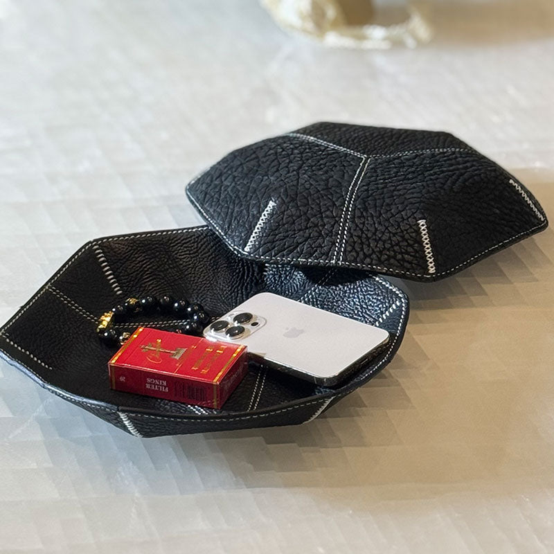 Genuine leather storage tray