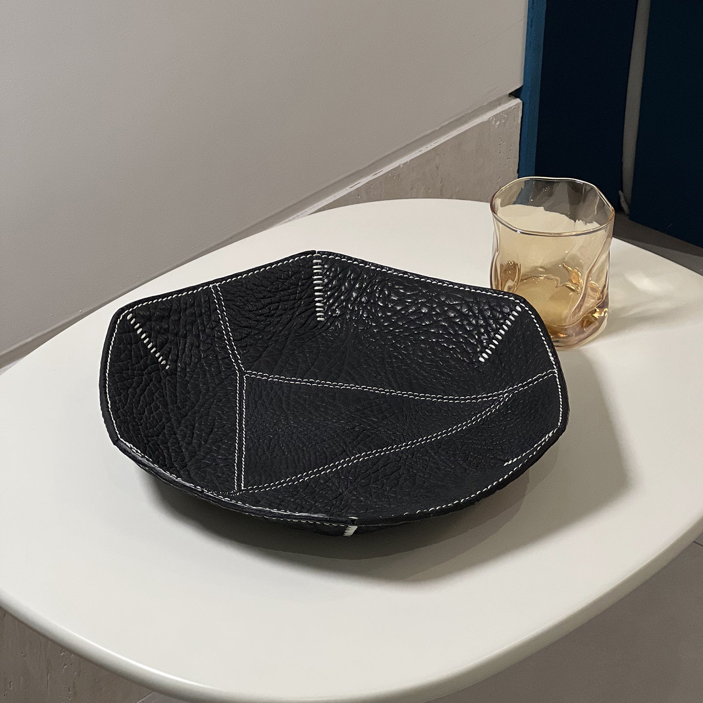 Genuine leather storage tray