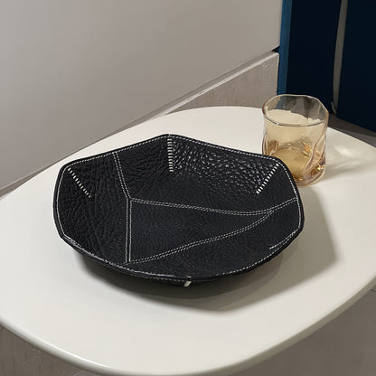 Genuine leather storage tray