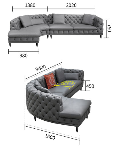Curved corner sofa