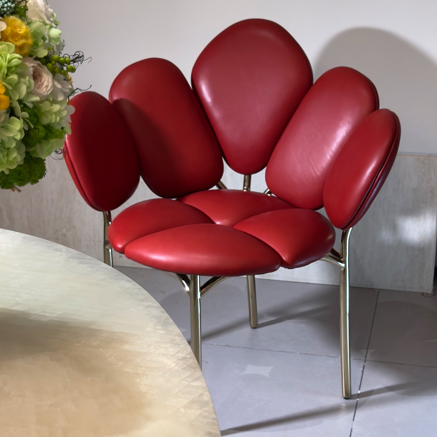 Genuine Leather Petal Chair