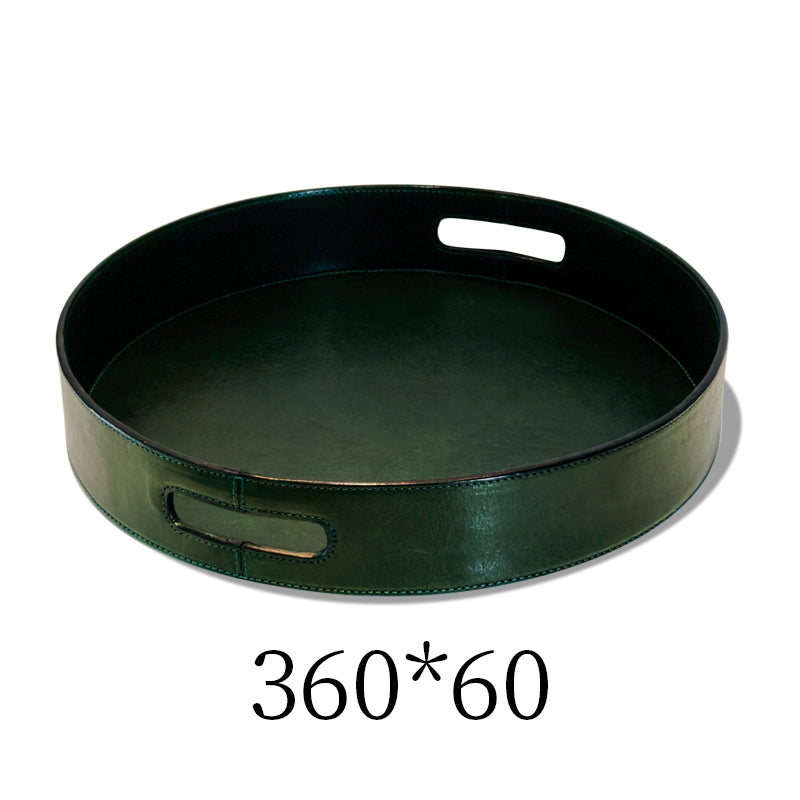 Genuine leather round tray