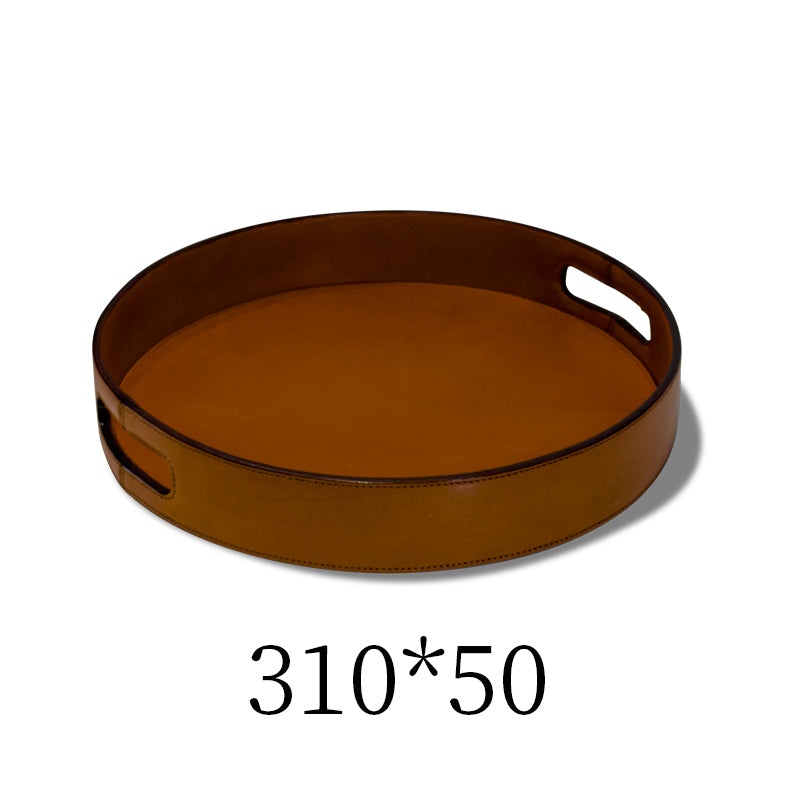 Genuine leather round tray