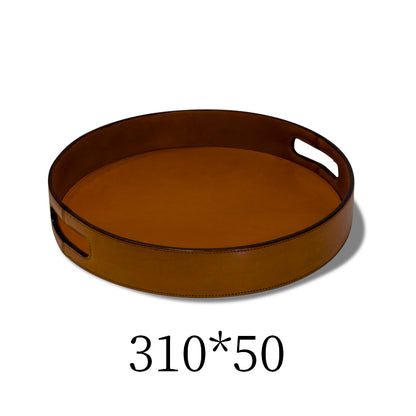 Genuine leather round tray