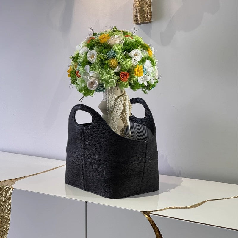 Genuine leather shopping basket