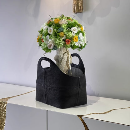 Genuine leather shopping basket