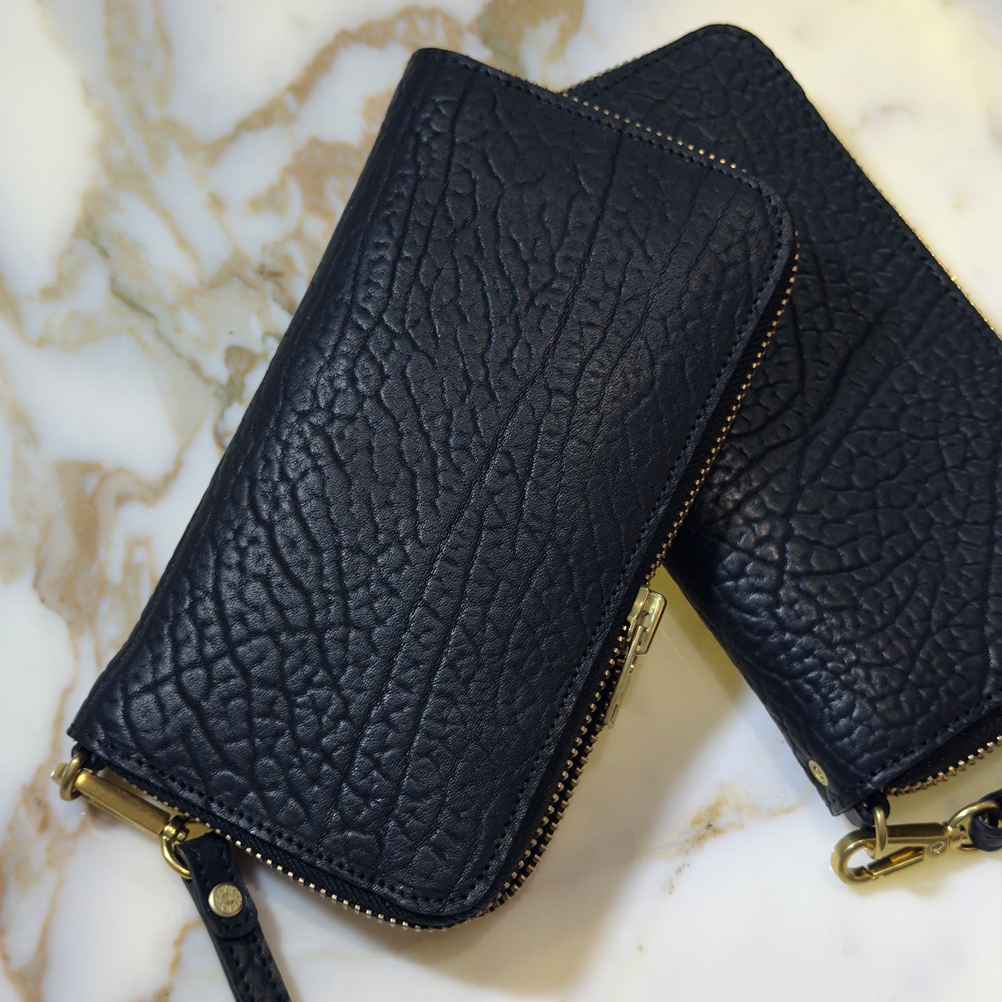 Long-style genuine leather wallet