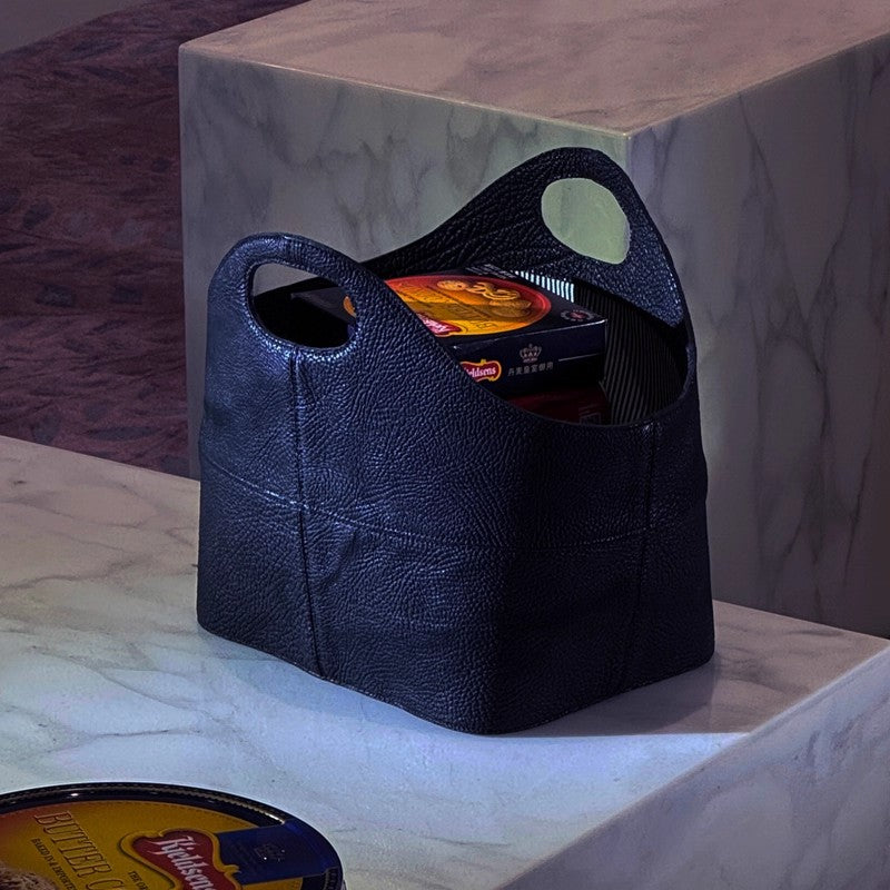 Genuine leather shopping basket