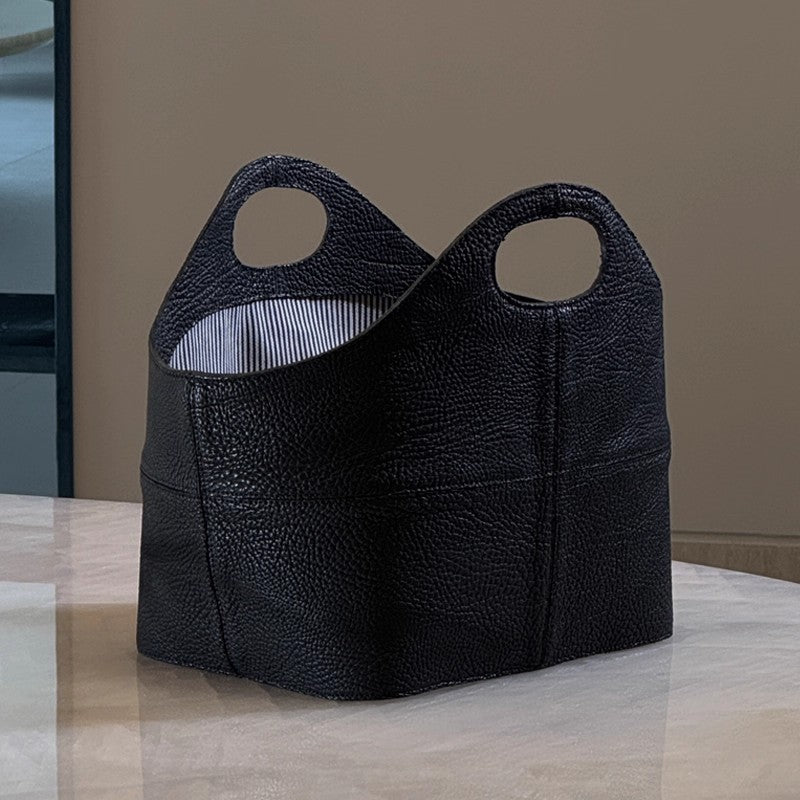 Genuine leather shopping basket