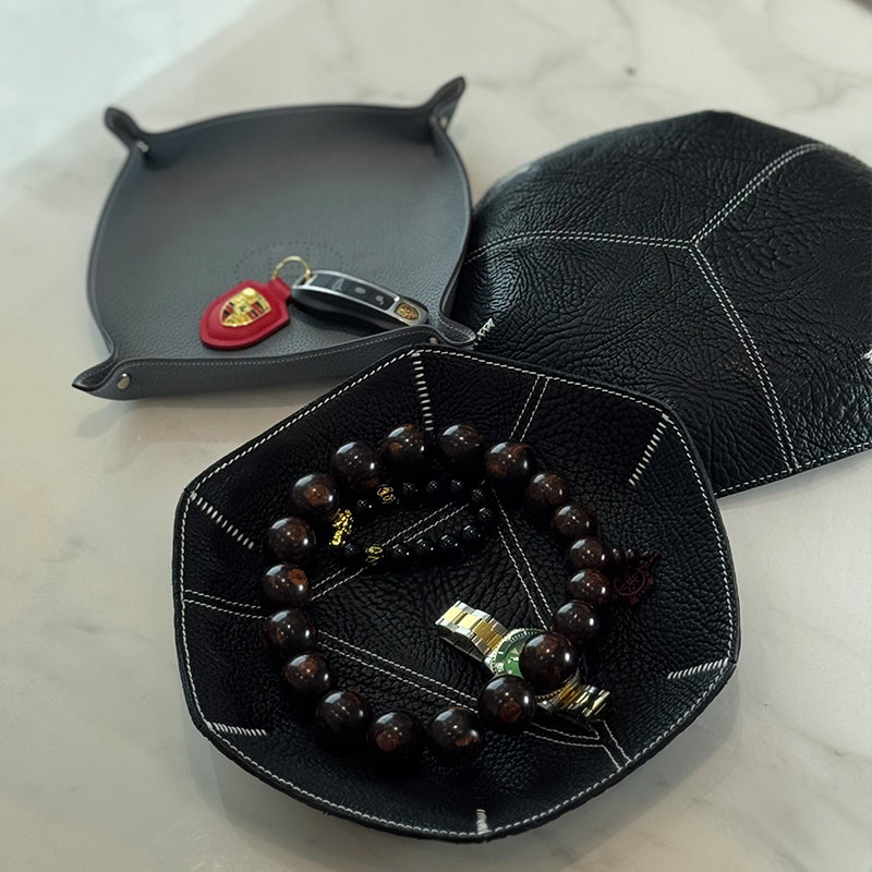 Genuine leather storage tray