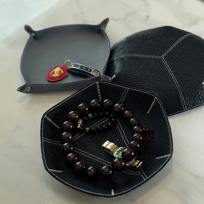 Genuine leather storage tray