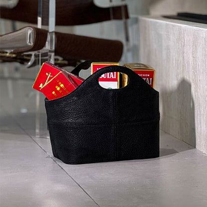 Genuine leather shopping basket