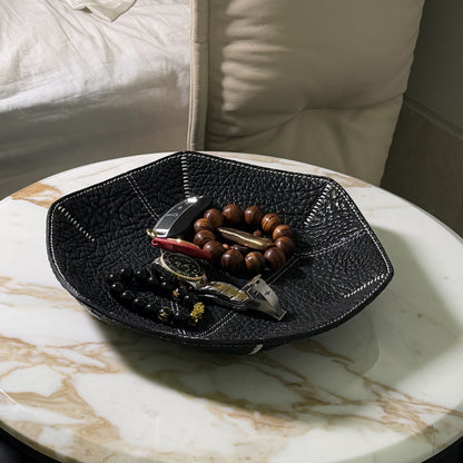 Genuine leather storage tray