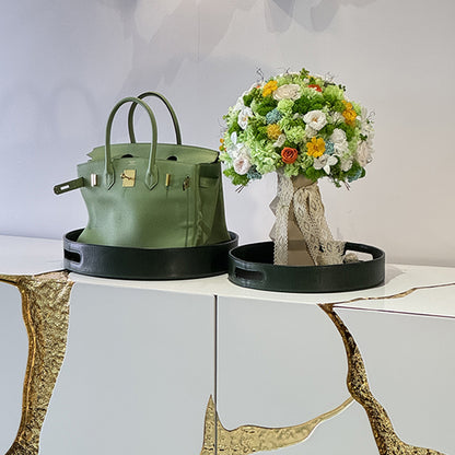 Genuine leather round tray