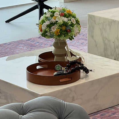 Genuine leather round tray