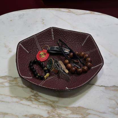 Genuine leather storage tray