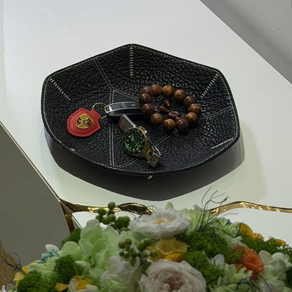 Genuine leather storage tray