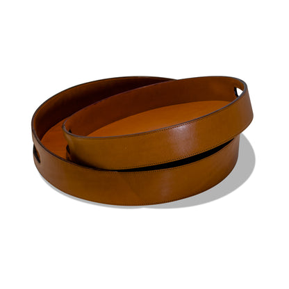 Genuine leather round tray