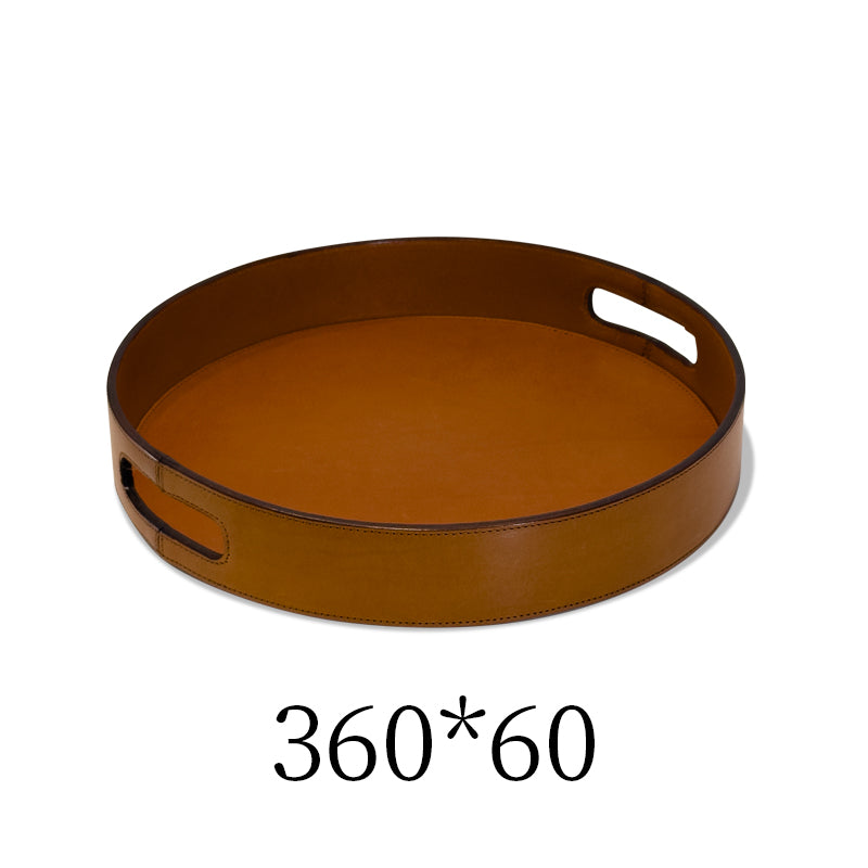 Genuine leather round tray