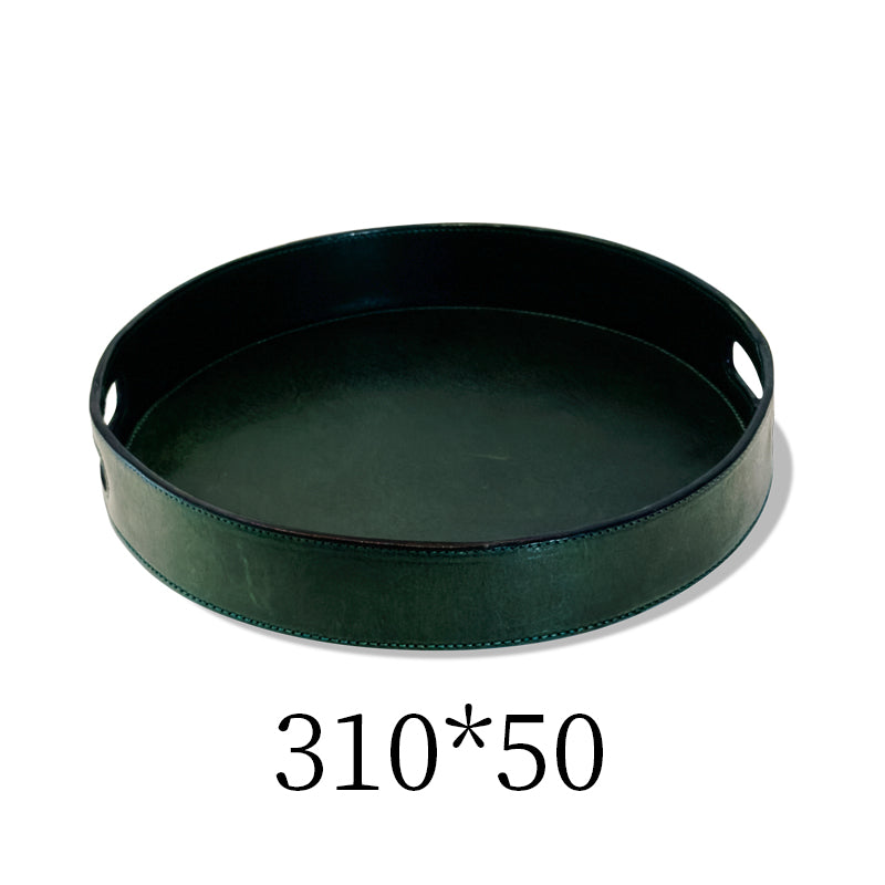 Genuine leather round tray